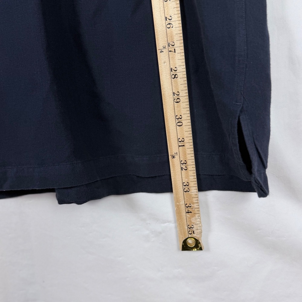 Nautica Short Sleeve Button Down Shirt 2XLT Navy Cotton Linen Pockets Coastal - Picture 6 of 7